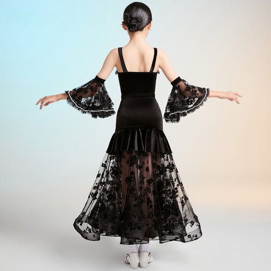 MLX Gold standard 112/211 2025 Children's Professional National Standard Dance Performance Suit New Children's Latin Modern Dance Practice Suit