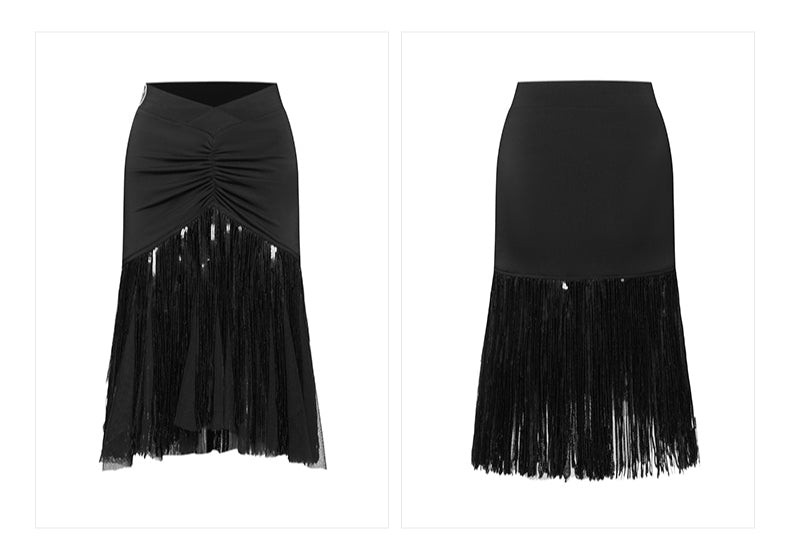 DUYQ "Black and White" women's 016 minimalist skirt national standard Latin dance practice performance uniform class uniform advanced