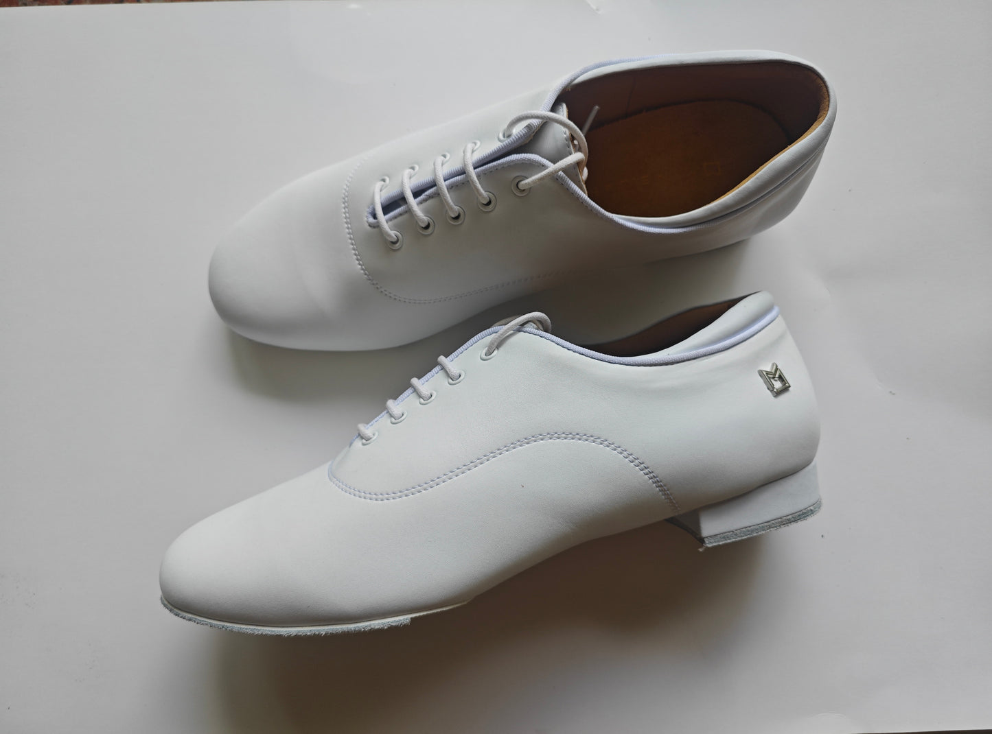 MINEJAS.B612 MENS WHITE LEATHER BALLROOM LATIN DANCE SHOES