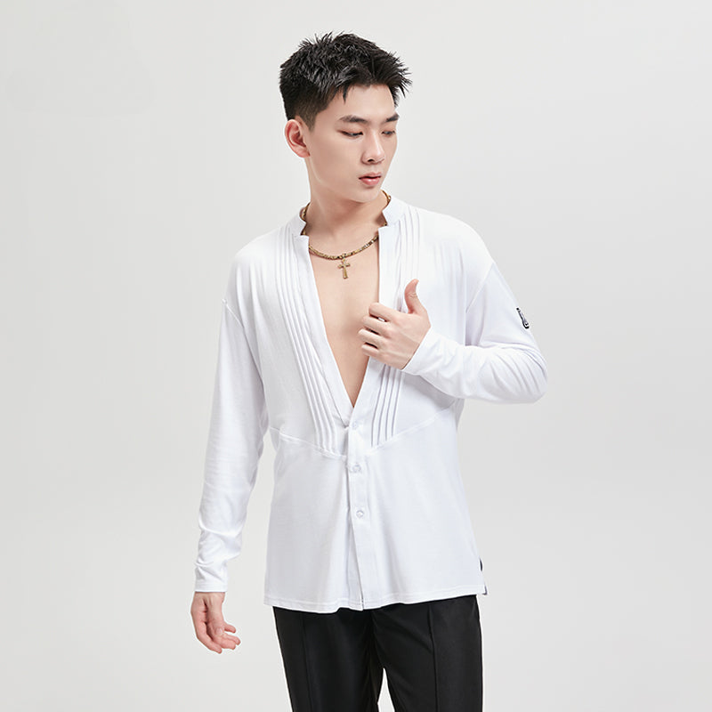 BOBO boys new Latin dance clothes professional tops adult practice clothes art test performance training clothes men's shirts