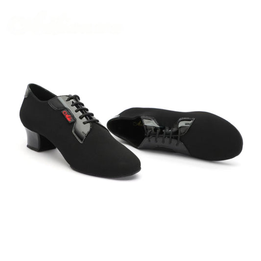 ALW.L020ME Men’s Black Latin Dance Shoes Patent Trim Calf Leather Insole