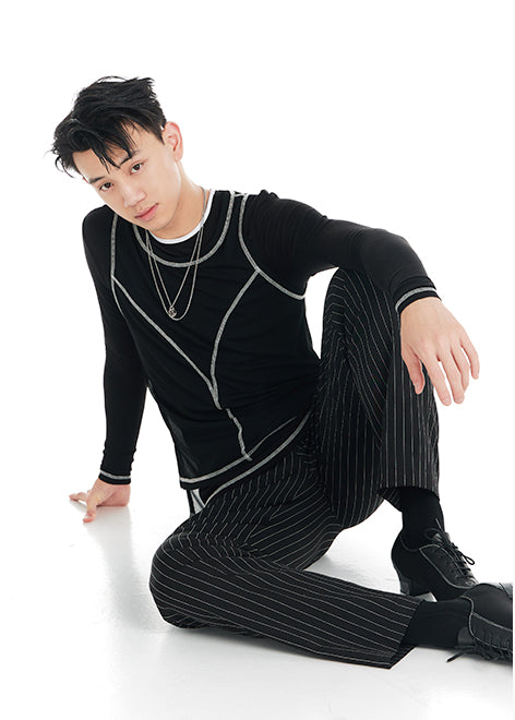 DUYQ "Black and White" Men's 008 Minimalist Herringbone Vest Versatile Single Product National Standard Latin Dance Practice Suit