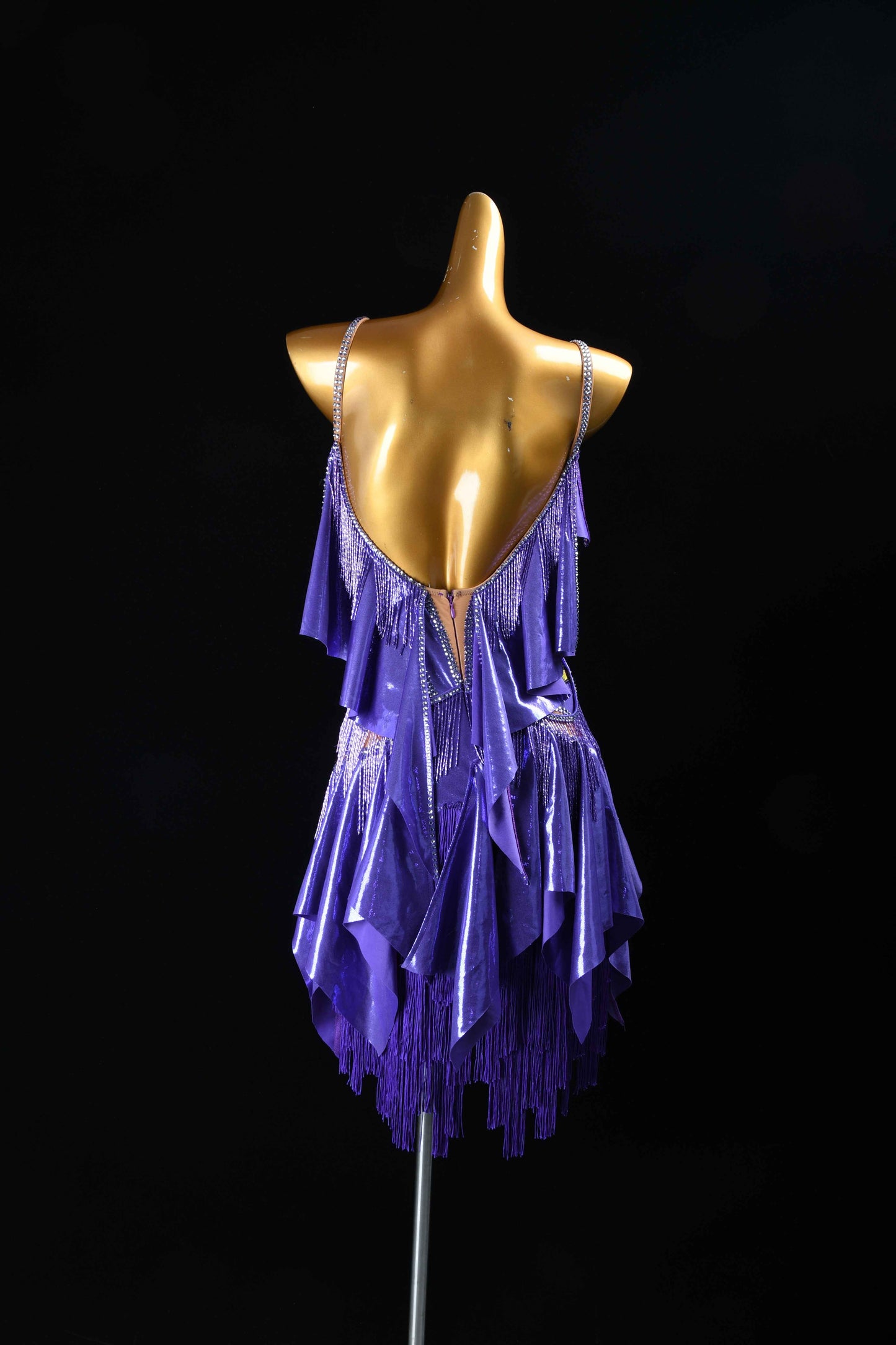 MINEJAS.L101 Purple Ruffle Fringe Latin Samba Stage Costume