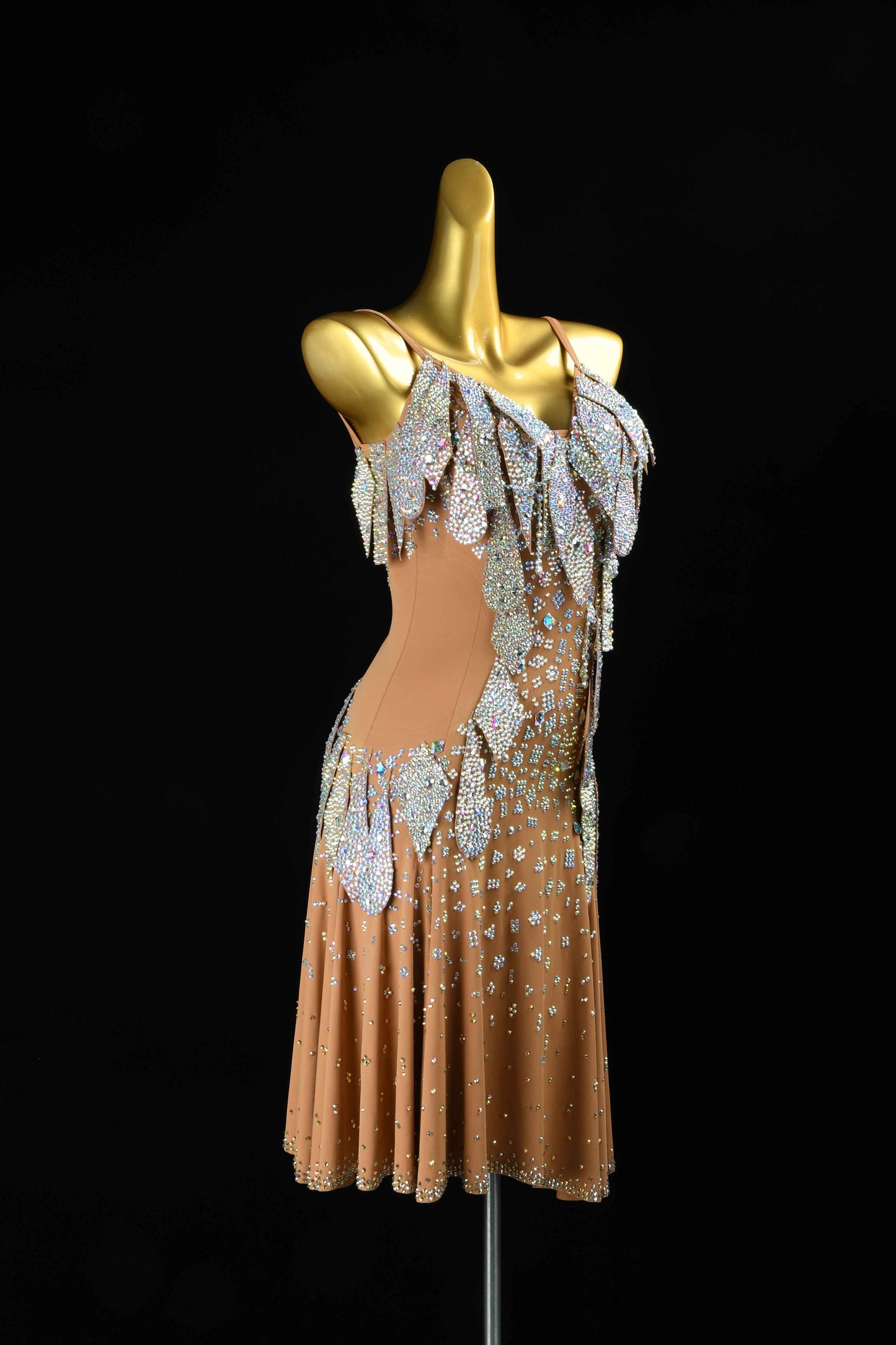 MINEJAS.L112 Nude Crystal Fringe Latin Competition Gown