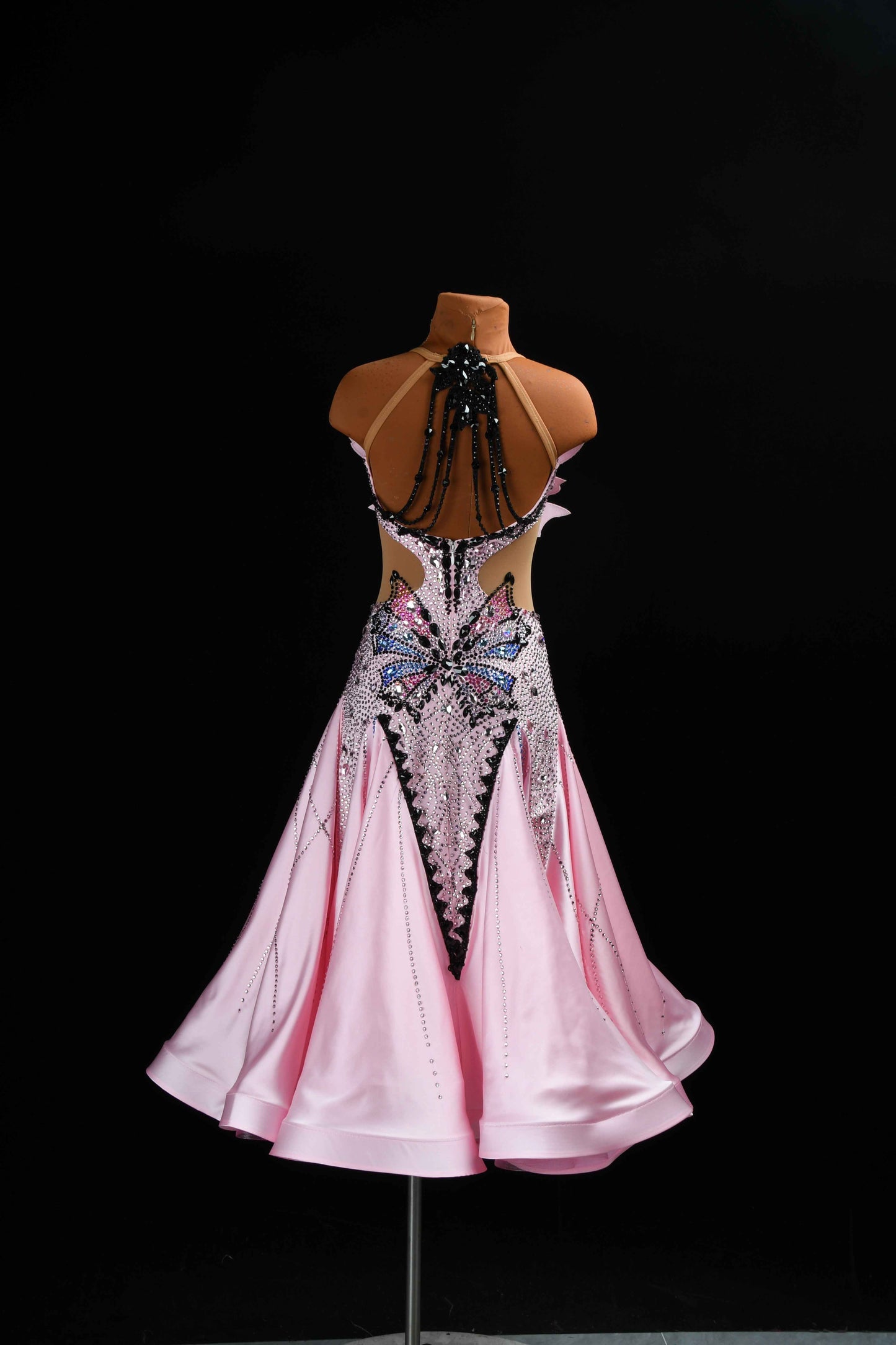 MINEJAS.B449 Pink Butterfly Backless Ballroom Dress