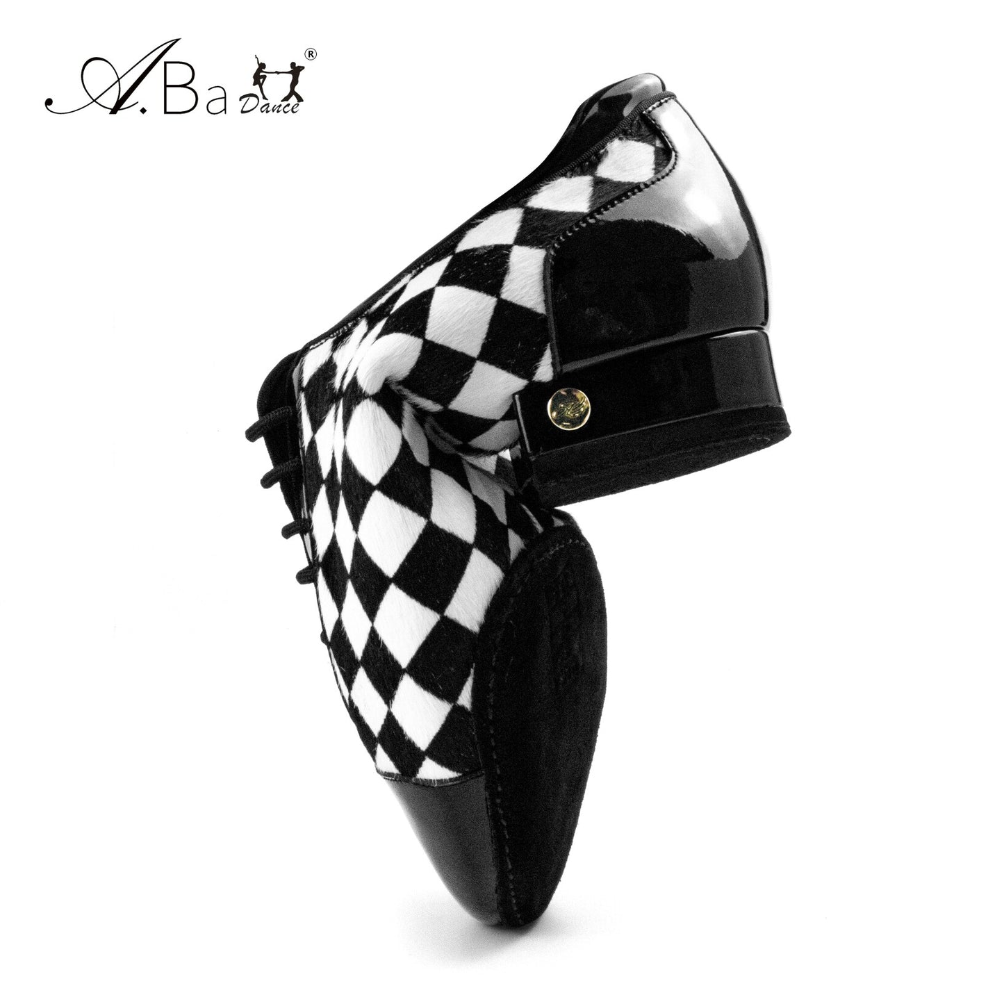 ABA.B011ME Black White Plaid Ballroom Dance Shoes for Performance - Mine·Jas