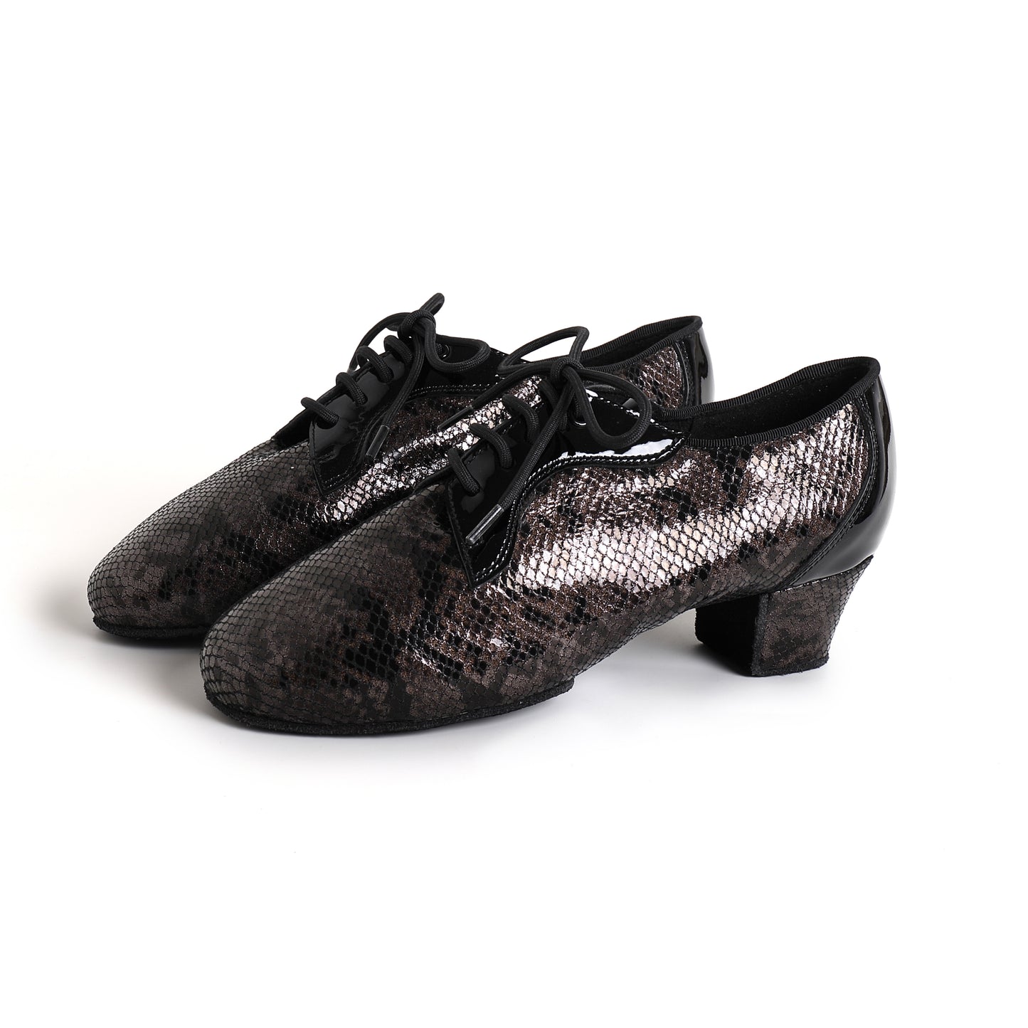 MINEJAS.T031 Glossy Brown Snakeskin 3.5” Heel Teacher Dance Shoes