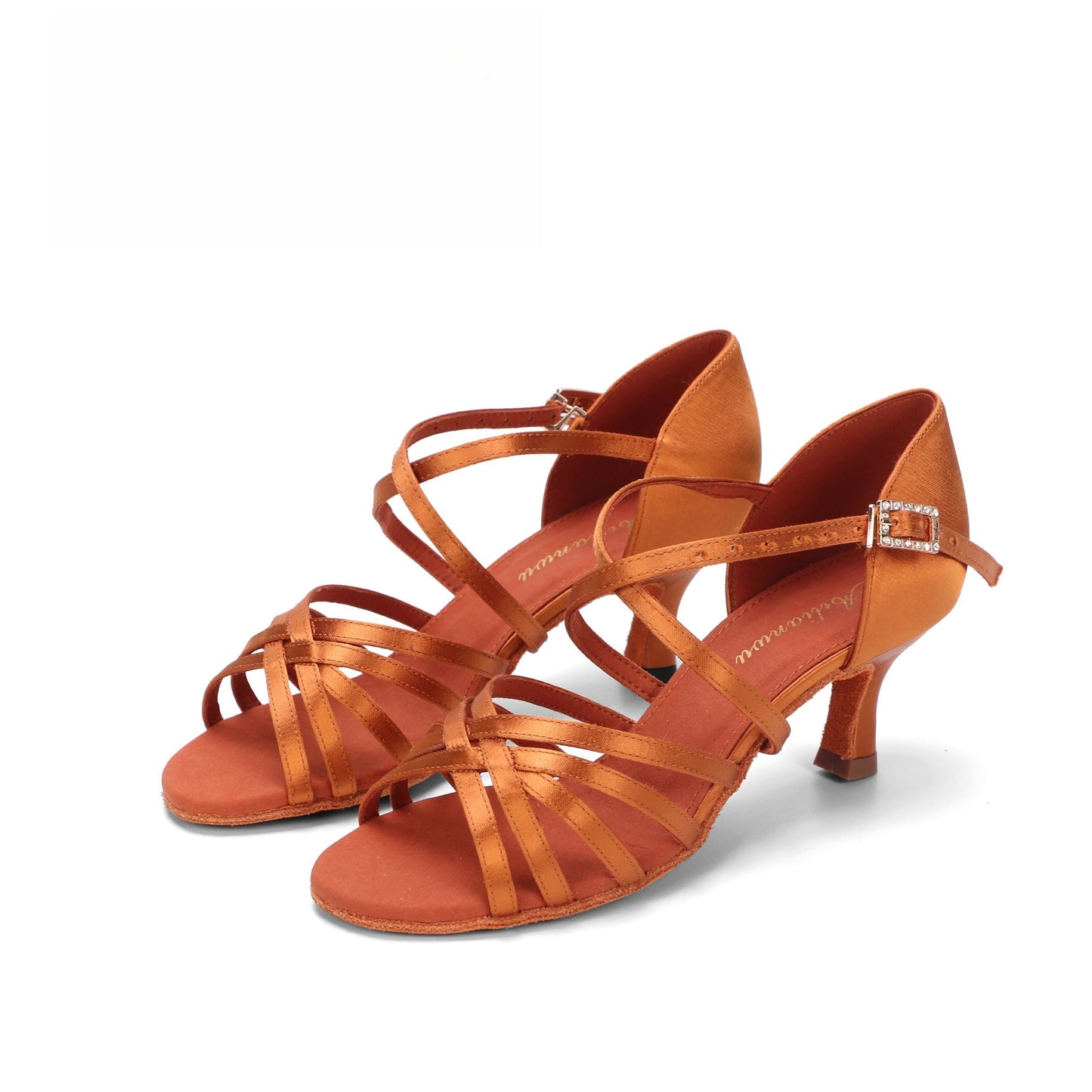 ALW.L033GE Women’s Satin Cross-Strap Latin Dance Shoes