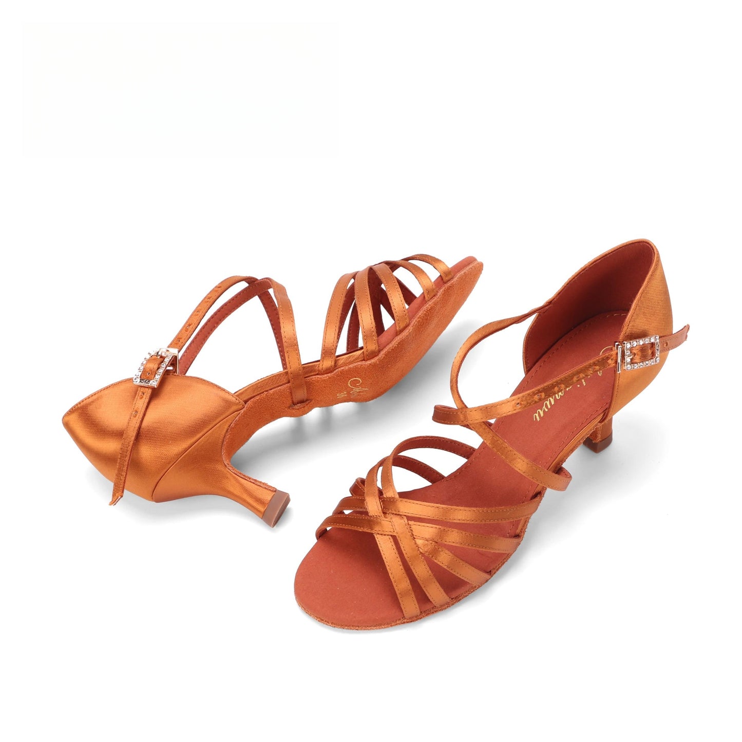 ALW.L033GE Women’s Satin Cross-Strap Latin Dance Shoes