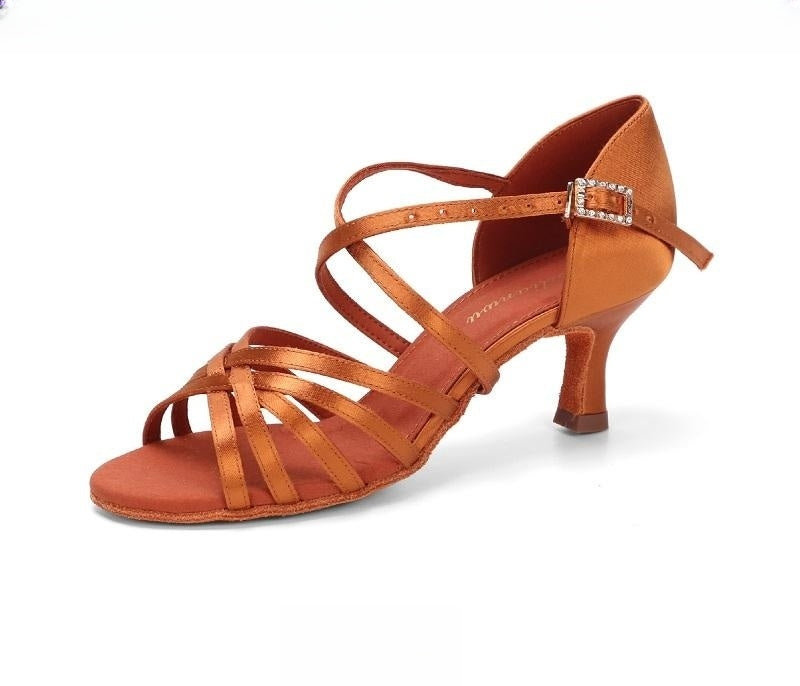 ALW.L033GE Women’s Satin Cross-Strap Latin Dance Shoes