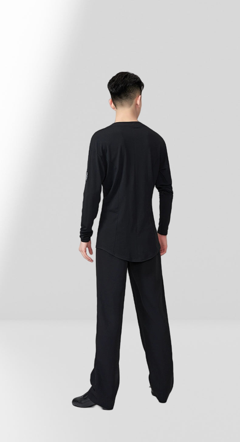 BOBO.L001MTE Men’s Classic Cotton Latin Dance Shirt – Long Sleeve with Front Opening