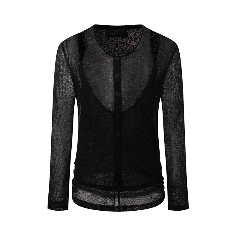 DUYQ.New Men-003 Vest plus Deep V-neck Two-piece Set Standard Latin Dance Practice Top