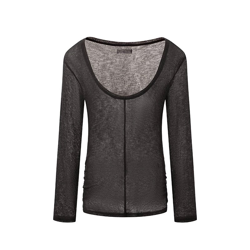 DUYQ.New Men-005 Minimalist Deep U-neck Pullover Top - New Standard Latin Dance Practice Wear