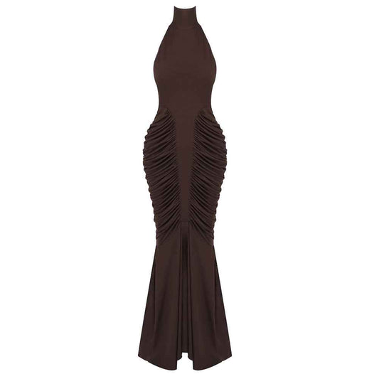 Z0069 High collar halter neck slim long skirt