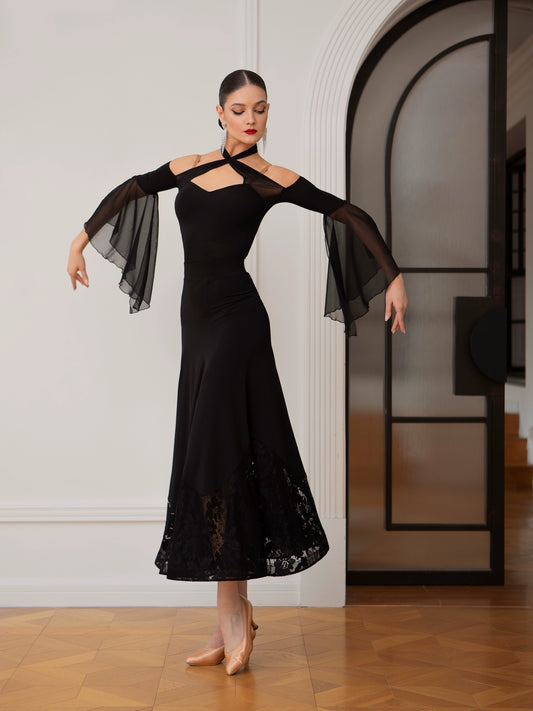 TID  lace ballroom dance practice suit professional ballroom dance big swing skirt