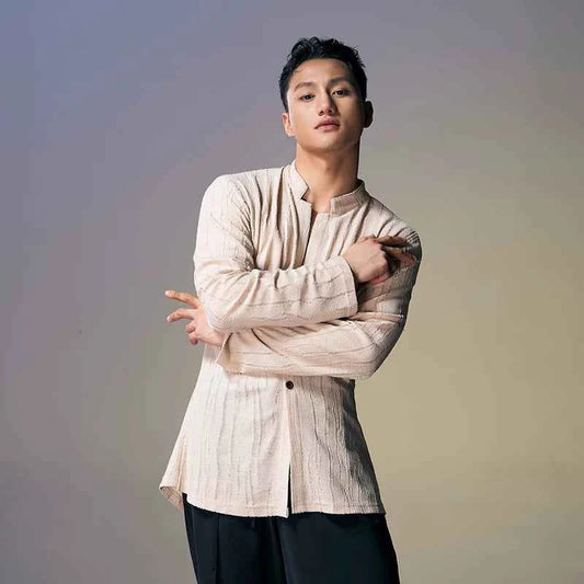 DUYQ "New Men" 015 Lightly Neutral Wind Top National Standard Men's Latin Dance Practice Suit Professional