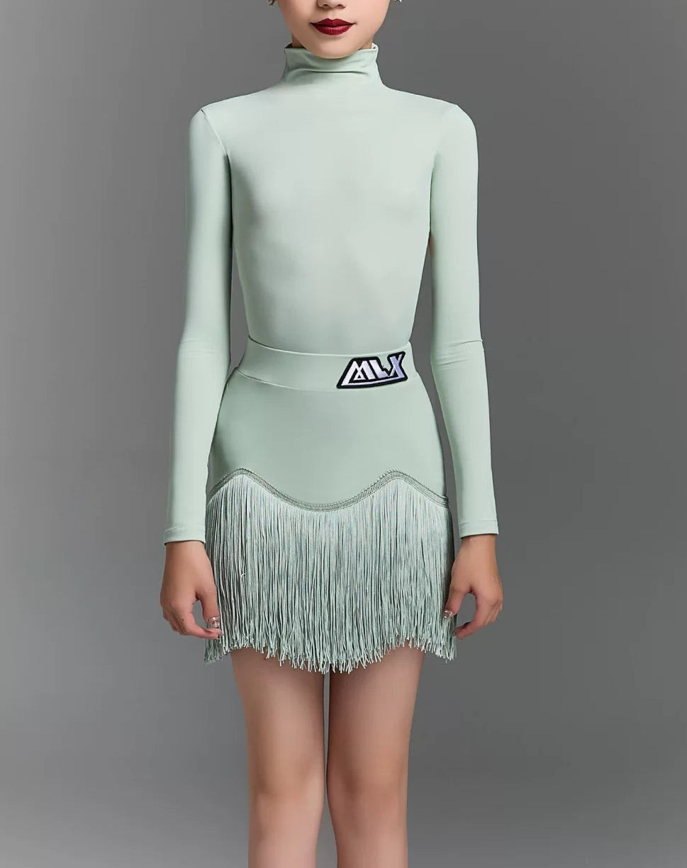 MLXchildren's dance training performance suit, high-end children's Latin dance practice suit, fringed skirt set - Mine·Jas