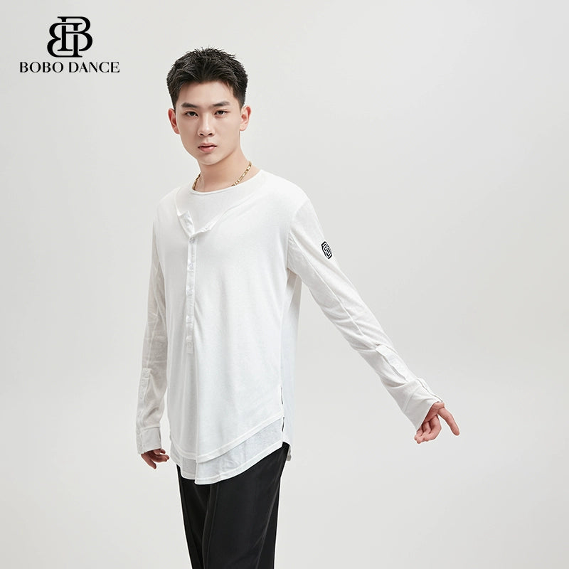 BOBO Boys Latin Dance Suit T-Shirt Men's Ballroom Dance Professional Training Latin Practice Suit Dance Top