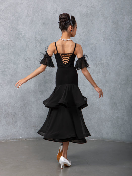 TID ballroom dance suit summer new 2-piece ballroom dance waltz swing skirt practice suit dance skirt