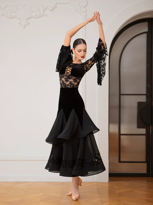 TID ballroom dance skirt professional adult national standard dance performance suit modern dance big swing dress set