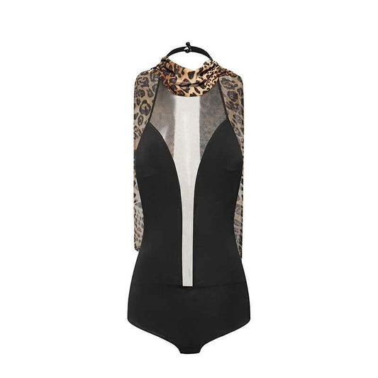 DUYQ "Chasing Leopard Girl" 015 deep V neck neck sleeveless streamer top women's adult Latin dance practice clothes professional