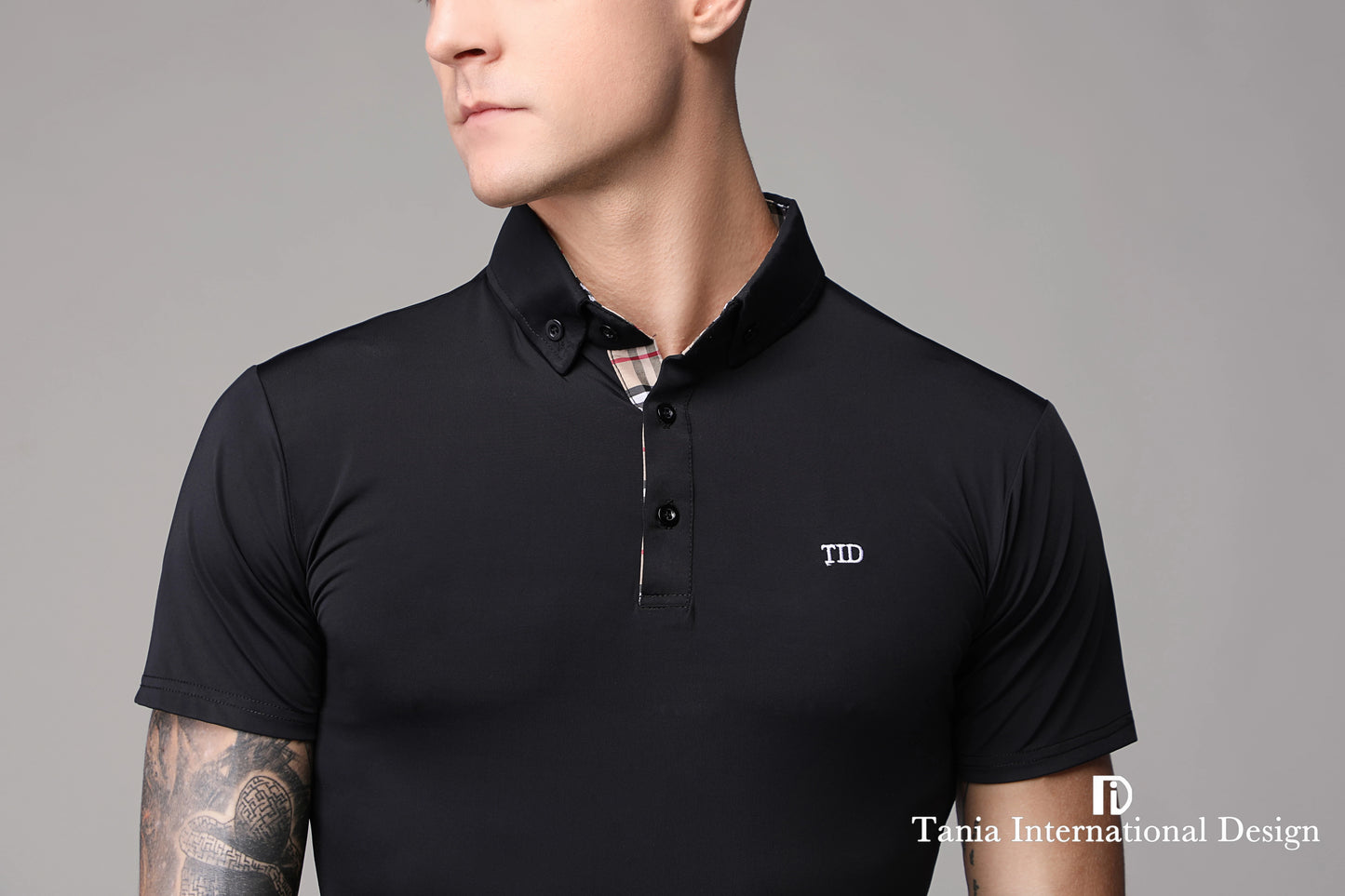 TID. A002 men's Ballroom top short-sleeved Latin ballroom dance adult dance practice clothes spring and summer lapel polo shirt