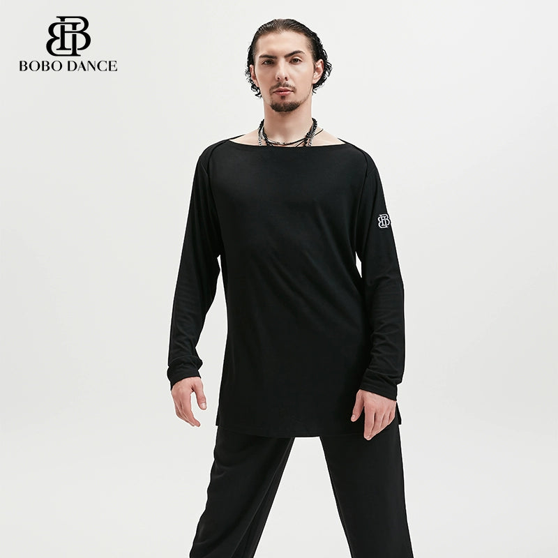 BOBO new boys Latin dance suit T-shirt men's national ballroom dance professional training Latin practice suit dance top