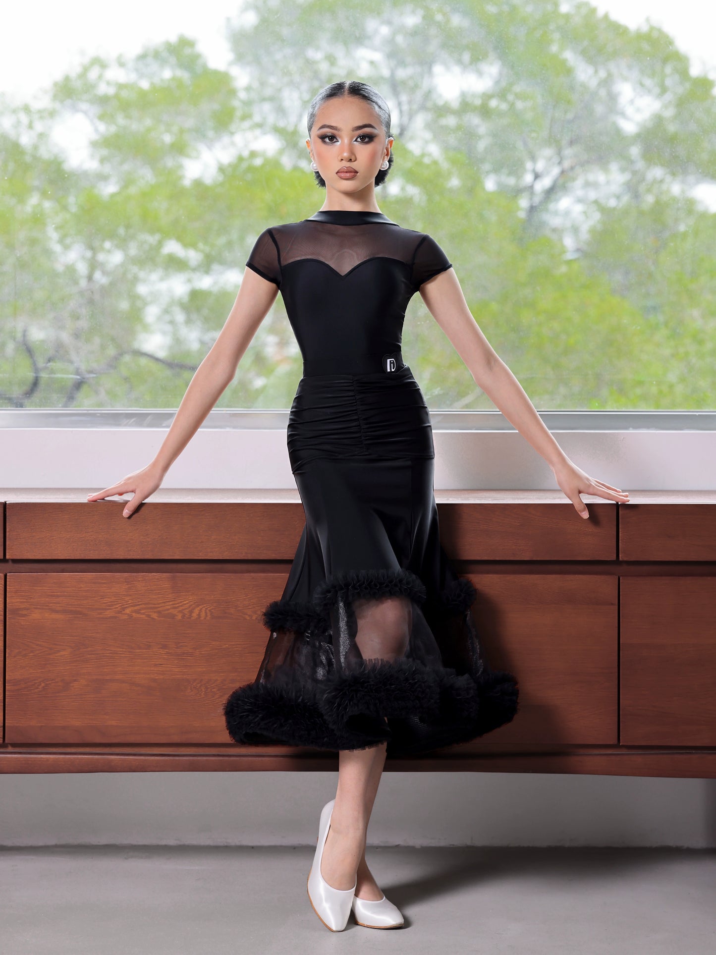 TID.CM2418 new ballroom dance skirt girls waltz national standard performance clothes children's ballroom dance practice swing skirt