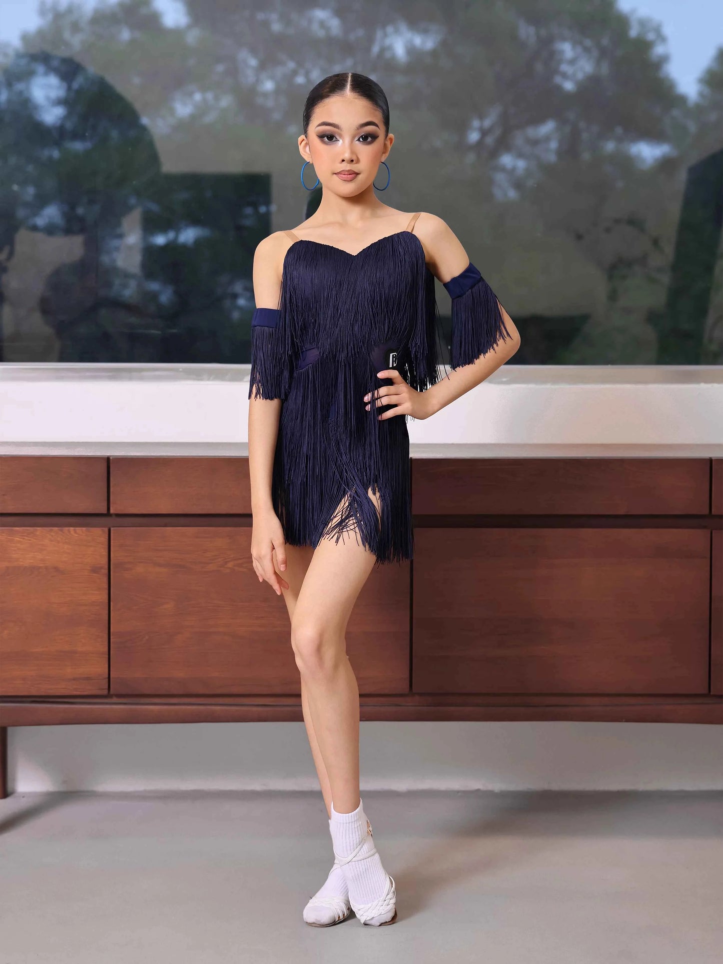 TID children's Latin dance suit fringed dress women's daily training suit performance suit ballroom dance suit CL2423