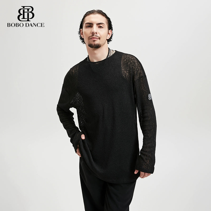 BOBO new boys Latin dance suit men's breathable national ballroom dance pull T-shirt two-piece practice suit training top