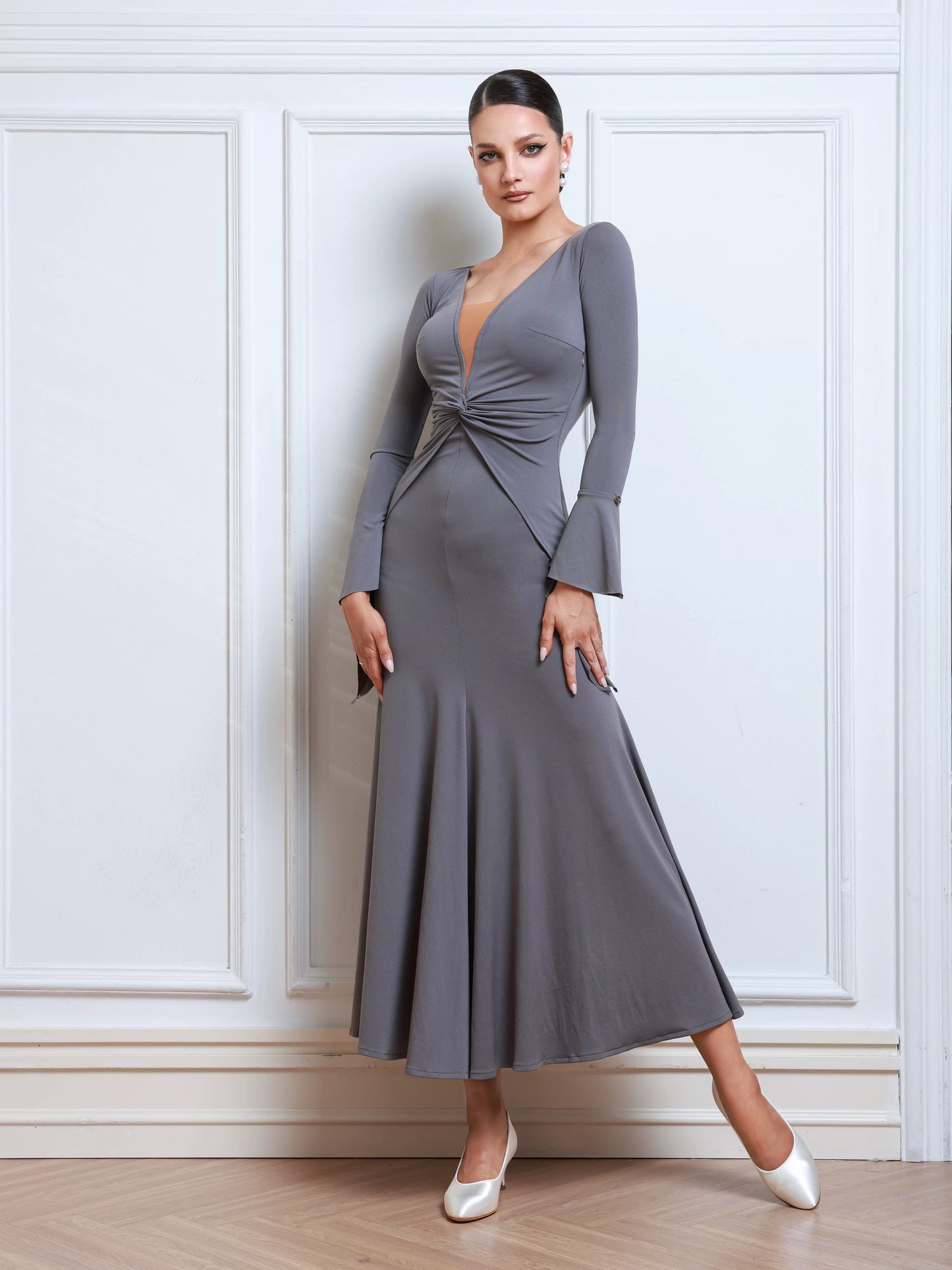 TID autumn and winter long-sleeved dress high-end national standard waltz ballroom dance dress D034