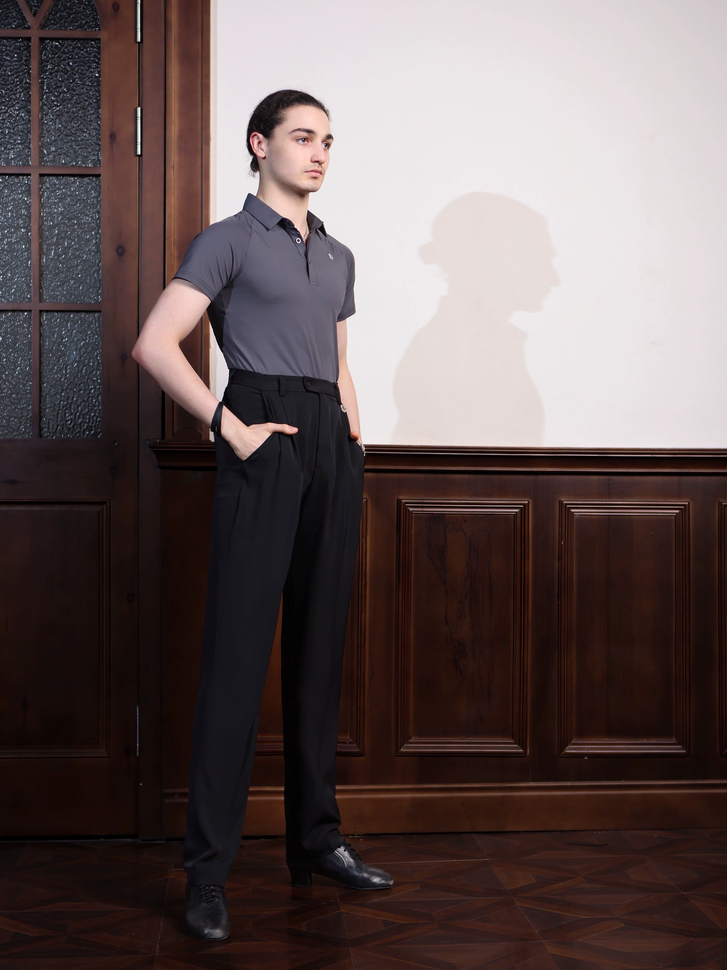 TID-A008 brand men's modern dance clothes spring and summer short-sleeved tops POLO shirts high-end ballroom dance Latin dance practice clothes - Mine·Jas