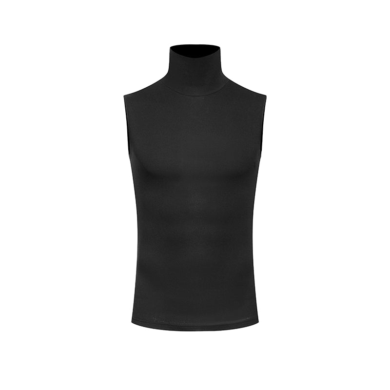 DUYQ "Black and White" Men's 010 Black High Neck Sleeveless Vest National Standard Latin Dance Practice Suit