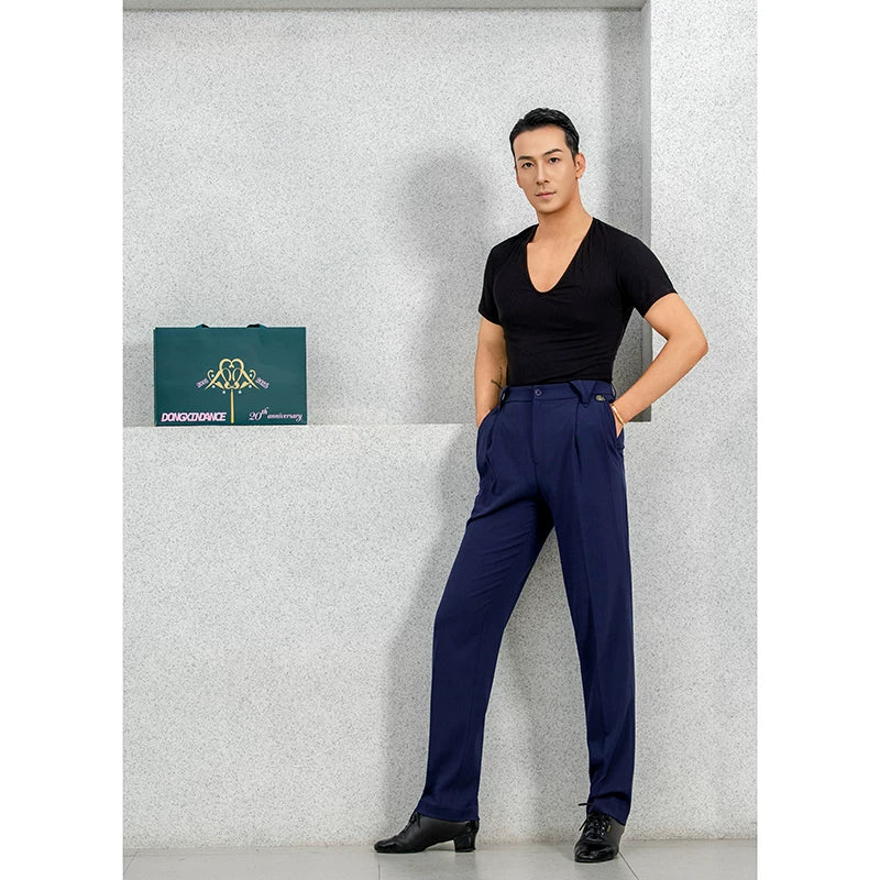 DONGXIN Men's High Waist Dance Pants, Durable & Comfortable Straight Leg Practice Trousers NK710 - Mine·Jas