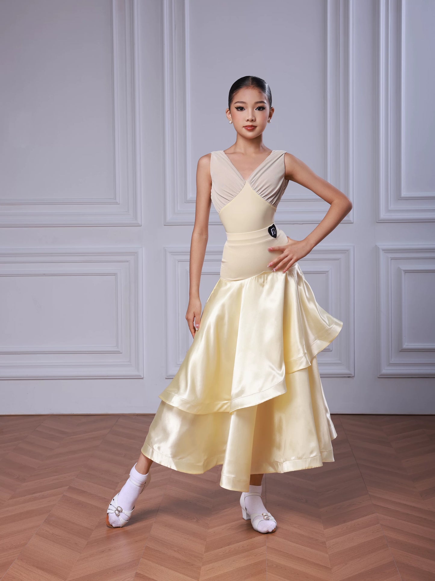 TID Modern Dance Suit Girls Waltz Ballroom Dance Suit Daily Training Pop Skirt CM2422
