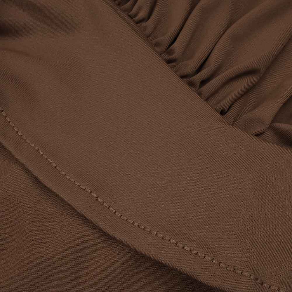 BD2673 Twist gathered sleeveless deep V dress