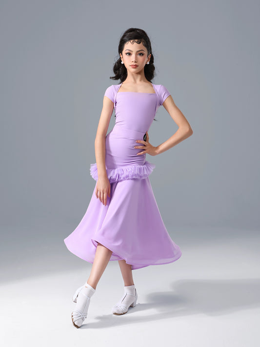TID.0399 Children's Short Sleeve Children's Ballroom Dance Suit Girls