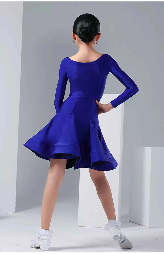 MLX.8922 Children's National Standard Dance Split Standard Uniform Latin Dance Girls' Long Sleeve Competition Grading Regulations Clothing