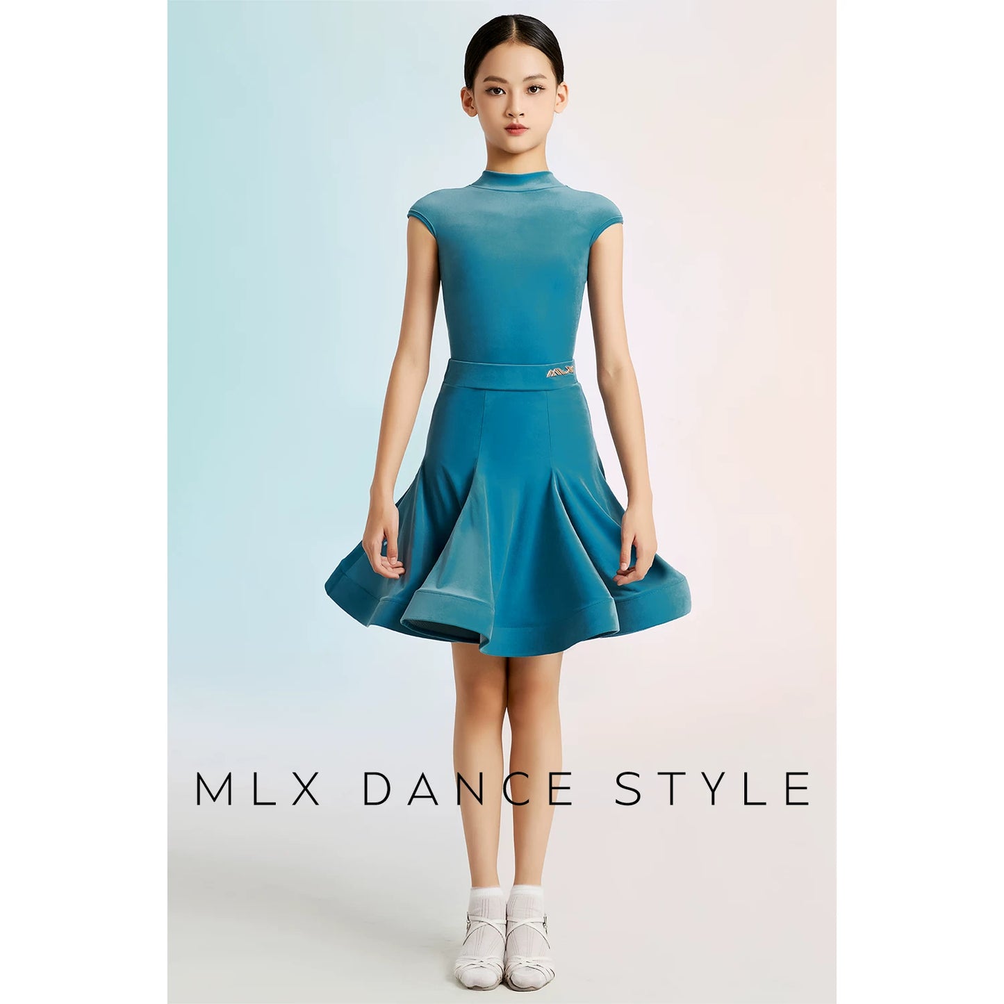 MLX "Cloud Velvet Glacier Grey" Children's New Latin Dance Competition Clothing Girls' Dance Grading Test Uniform