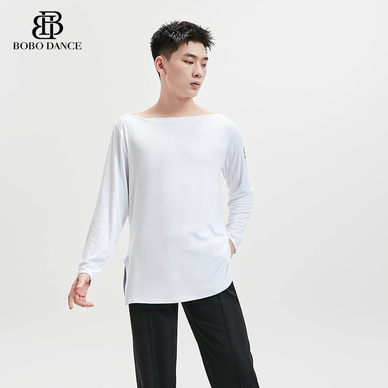 BOBO new boys Latin dance suit T-shirt men's national ballroom dance professional training Latin practice suit dance top