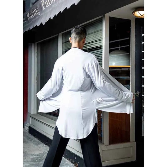 Dongxin dance NY234 men's Tencel cardigan, Latin dance professional dance suit, long-sleeved practice suit