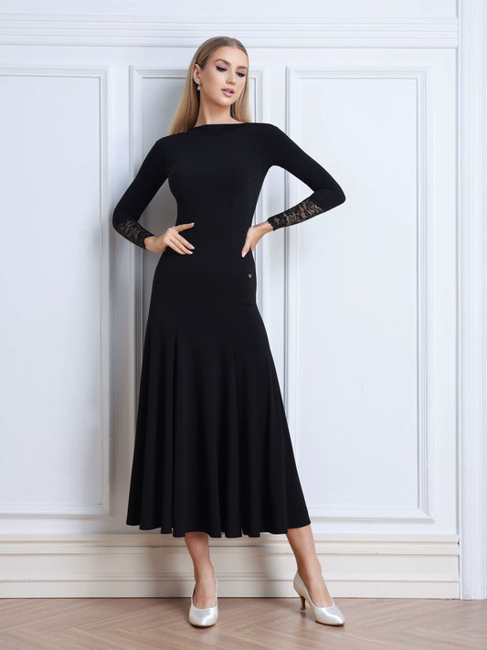 TID ballroom dance long-sleeved autumn and winter practice dress D033