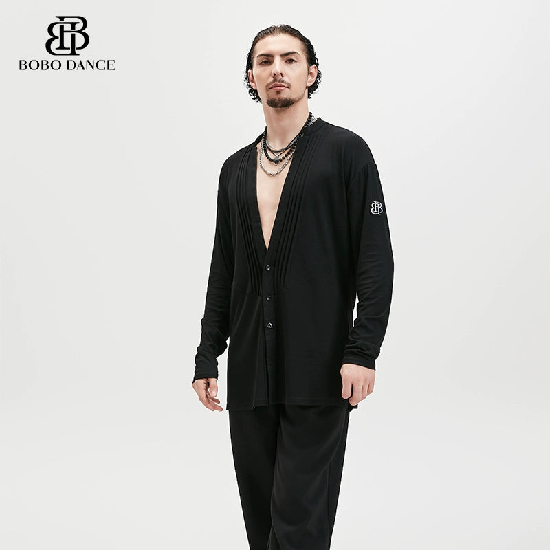 BOBO boys new Latin dance clothes professional tops adult practice clothes art test performance training clothes men's shirts