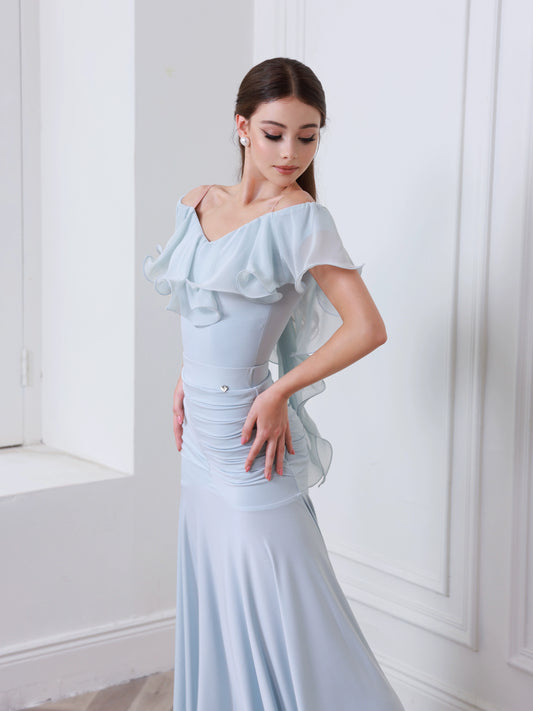 TID modern dance skirt adult advanced ballroom dance skirt showing white temperament dance suit