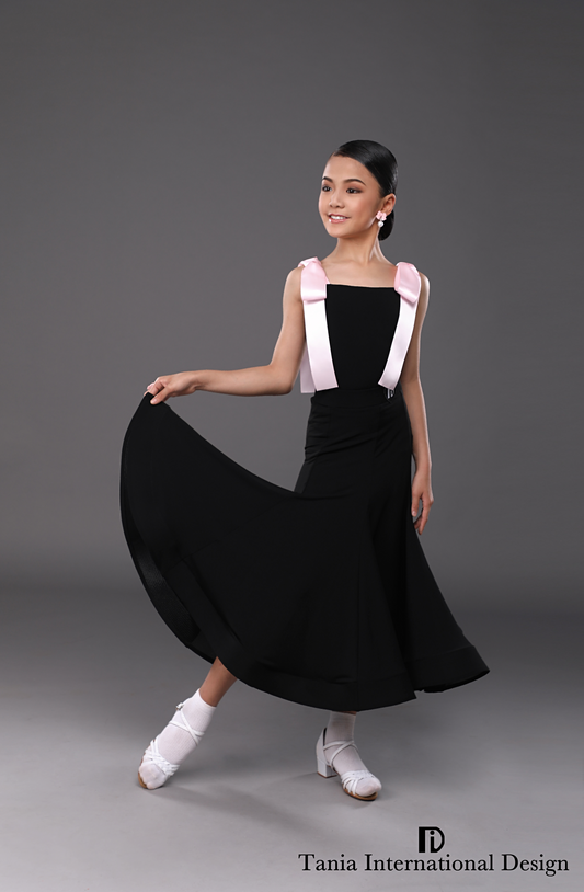 TID. CM004 Children's Women's Modern "Little Ribbon" Split Practice Standard Uniform Dance Skirt