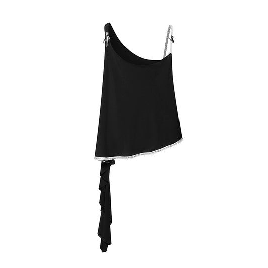DUYQ "Black and White" Women's 009 Irregular Suspender Top National Standard Latin Dance Practice Performance Suit Premium