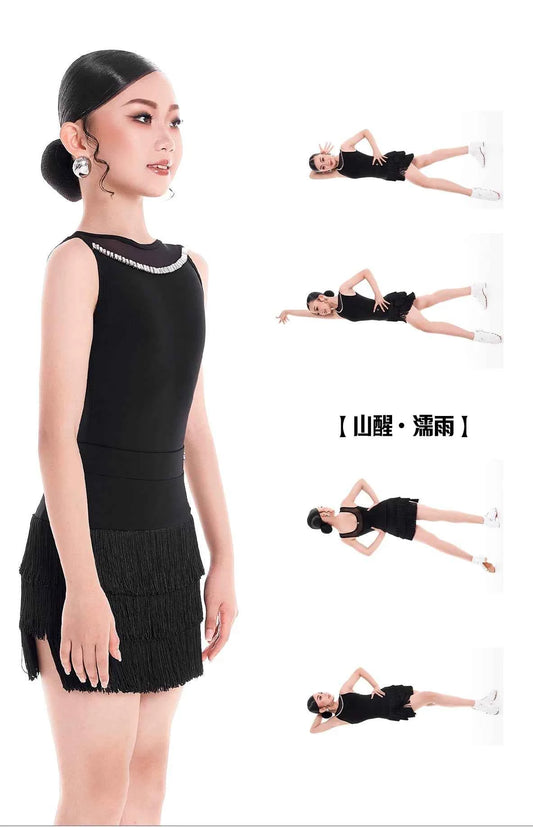 DUYQ children's style "Mountain Awakening Rain" 007 classic original top Latin dance girls practice clothes professional