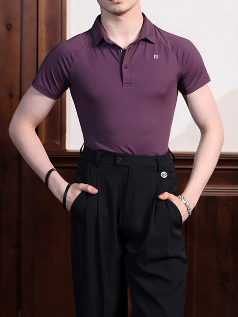 TID-A008 brand men's modern dance clothes spring and summer short-sleeved tops POLO shirts high-end ballroom dance Latin dance practice clothes