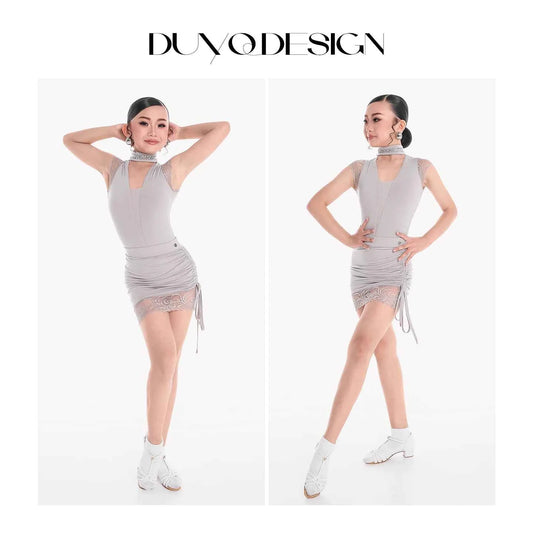 DUYQ children's style "Mountain Awakening Spring" 009 original lace one-piece top Latin dance girls practice clothes