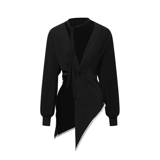 DUYQ "Black and White" Women's 011 Xuan Clothing Top Adult National Standard Latin Dance Practice Performance Clothing Premium